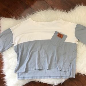 Fashion MBC Boxy Blue and White Tee